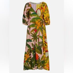 FARM RIO Mixed Print Midi Wrap Dress XS